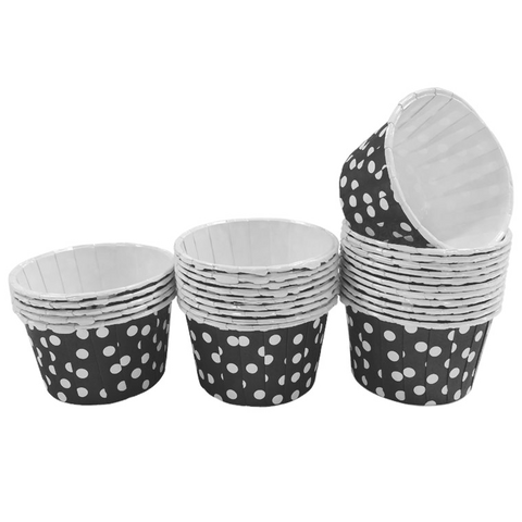 Black with White Polka Dot 10pc Mini Paper Cups.