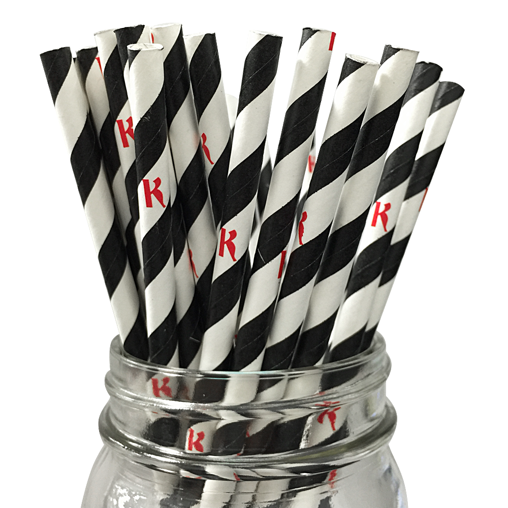 Black Stripe K 25pc Paper Straws