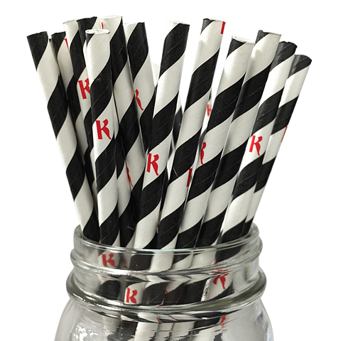 Black Stripe K 25pc Paper Straws.