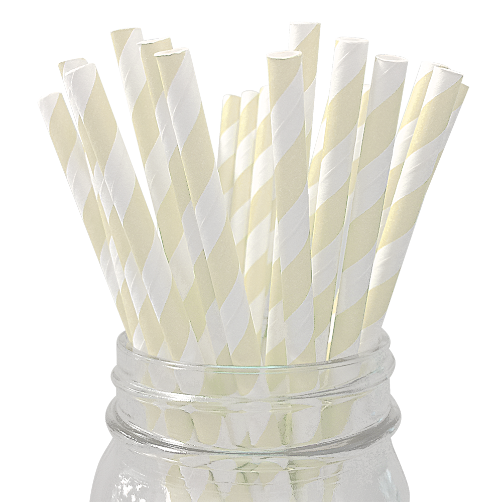 Ivory Striped 25pc Paper Straws