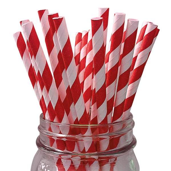 Red and Green Striped 25pc Paper Straws