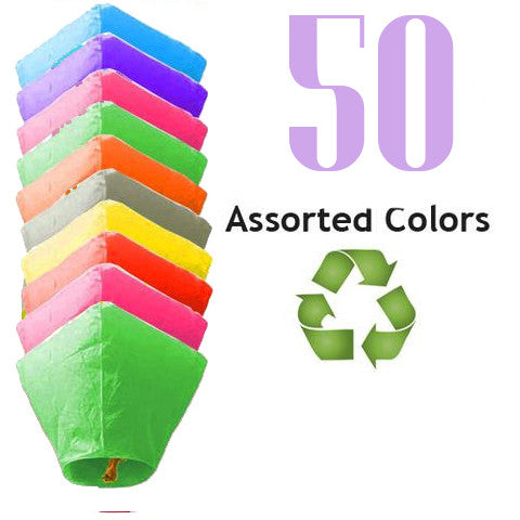 50 Assorted Color ECO Diamond Sky Lanterns.