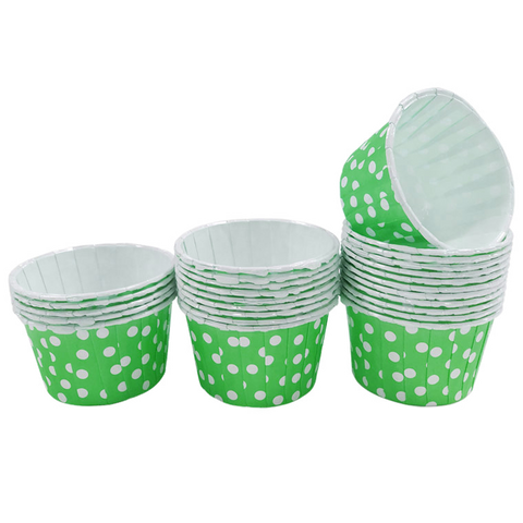 Green with White Polka Dot 10pc Mini Paper Cups.