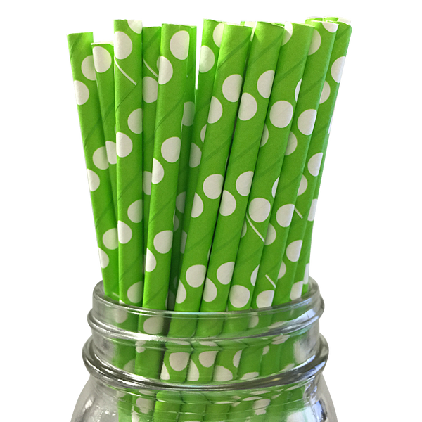 Small Mint Polka Dot Paper Straws - 25 Ct.