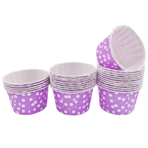 Lavender with White Polka Dot 10pc Mini Paper Cups.