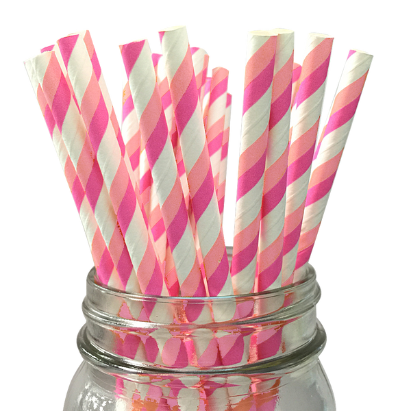 Straws Magenta Candy Striped