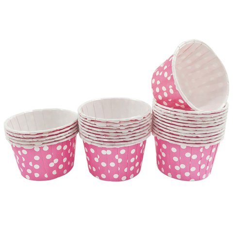 Pink with White Polka Dot 10pc Mini Paper Cups.