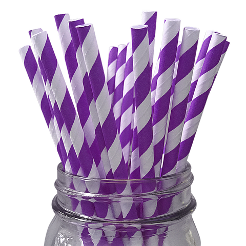 Purple Striped 25pc Paper Straws.