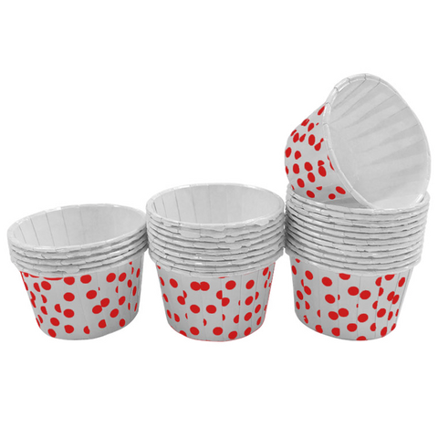 White with Red Polka Dot 10pc Mini Paper Cups.