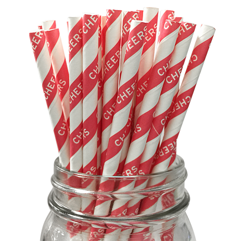 Red Cheers 25pc Paper Straws.