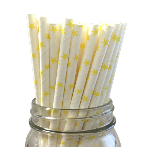 Yellow Stars 25pc Paper Straws.