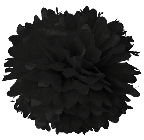 14" Black Tissue Pom Poms.