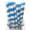 Blue Rugby Striped 25pc Paper Straws.