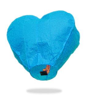 ECO Blue Heart Sky Lanterns (Wire-Free).
