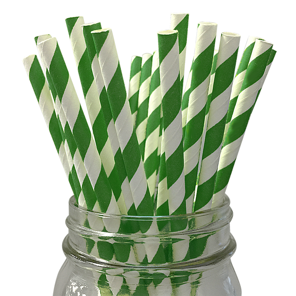 Green Bamboo Pattern 25pc Paper Straws