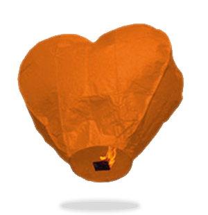 ECO Orange Heart Sky Lanterns (Wire-Free).