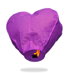 ECO Purple Heart Sky Lanterns (Wire-Free).