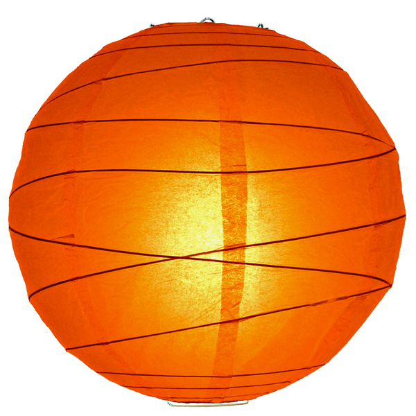 10-Pack 8 Inch Orange Paper Lanterns - Even Ribbing Round Party Decorations