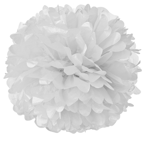 16" White Tissue Pom Poms.