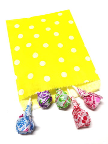 Yellow Polka Dots 20pc Paper Favor Bags.