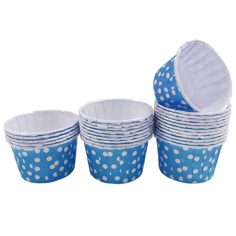 Blue with White Polka Dot 10pc Mini Paper Cups.