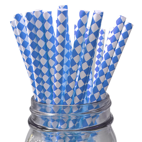 Blue Harlequin Diamond 25pc Paper Straws.