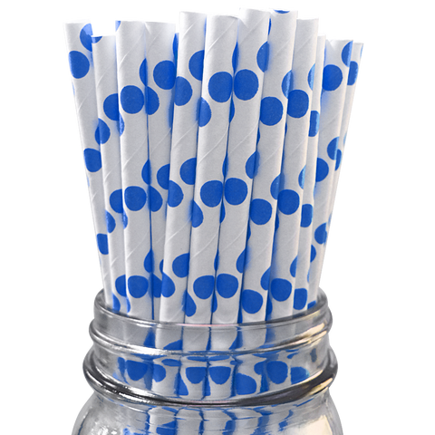 Blue Polka Dot 25pc Paper Straws.