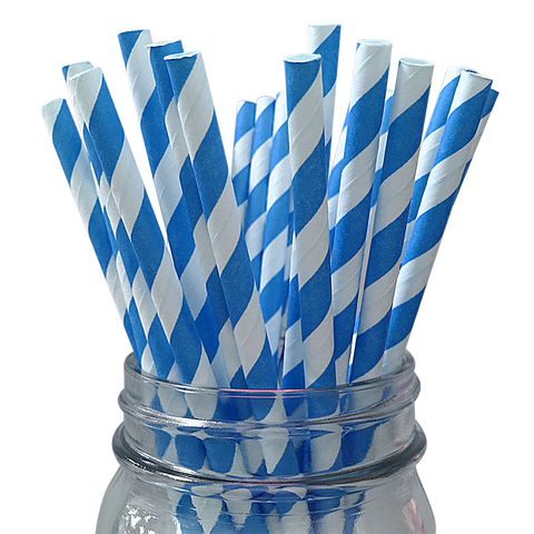 Blue Striped 25pc Paper Straws.