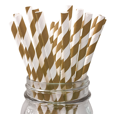 Brown Striped 25pc Paper Straws.