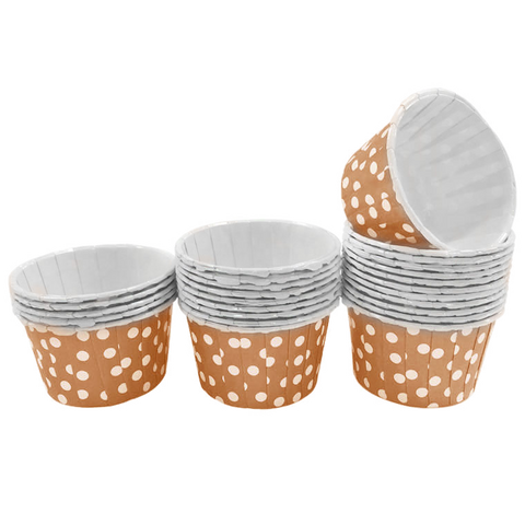 Brown with White Polka Dot 10pc Mini Paper Cups.