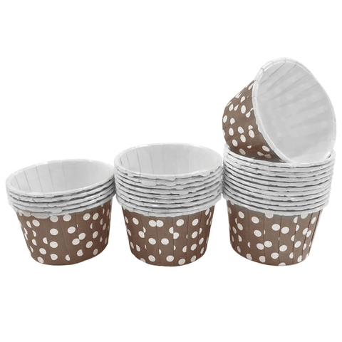 Dark Brown with White Polka Dot 10pc Mini Paper Cups.
