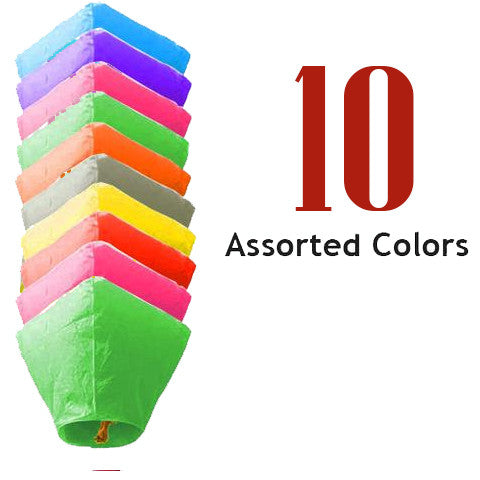 10 Assorted Color Diamond Sky Lanterns.