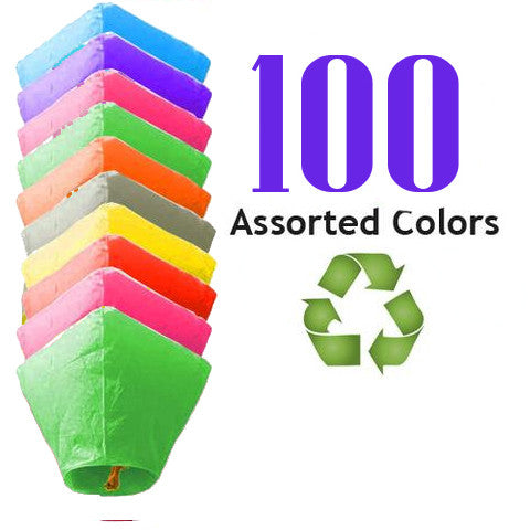 100 Assorted Color ECO Diamond Sky Lanterns.