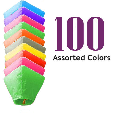 100 Assorted Color Diamond Sky Lanterns.