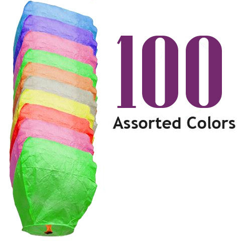 100 Assorted Color Eclipse Sky Lanterns.