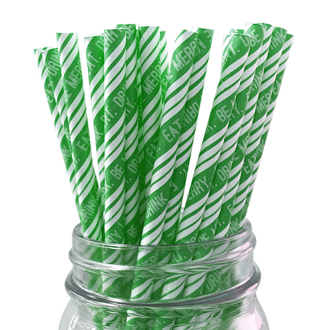 Green Eat Drink and Be Merry 25pc Paper Straws.