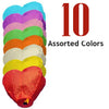 10 Assorted Color Heart Sky Lanterns.