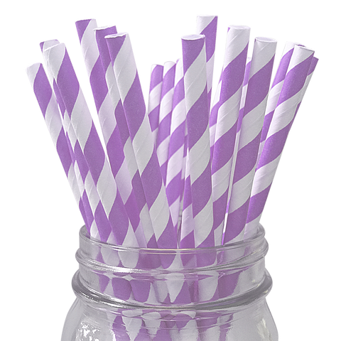 Lavender Striped 25pc Paper Straws.