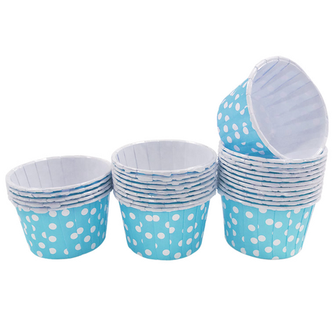 Light Blue with White Polka Dot 10pc Mini Paper Cups.