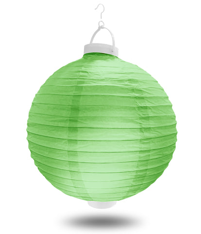 12" Light Green Battery Operated LED Paper Lanterns.