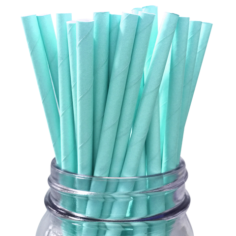 Light Blue Solid 25pc Paper Straws.