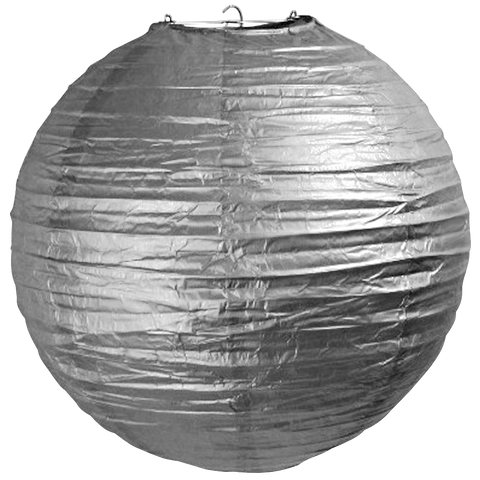 Metallic Silver Round Paper Lanterns.