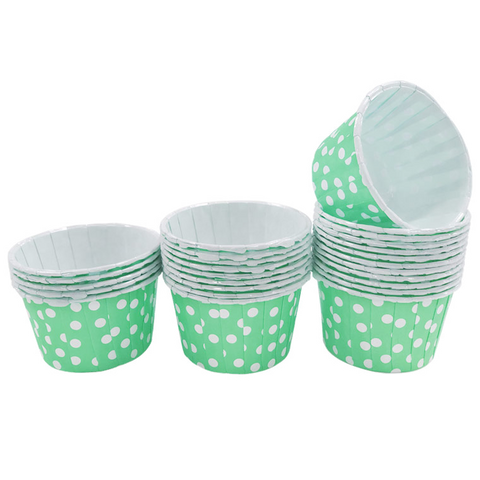 Mint with White Polka Dot 10pc Mini Paper Cups.