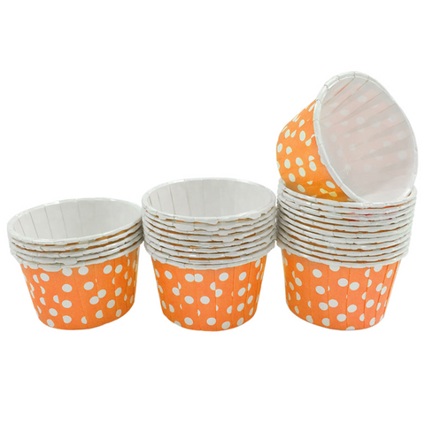 Orange with White Polka Dot 10pc Mini Paper Cups.