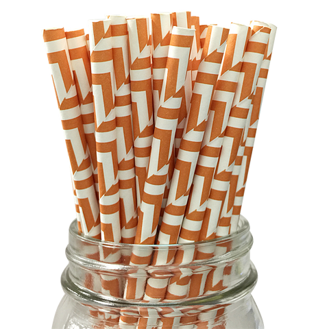Orange Pumpkin Maze 25pc Paper Straws.
