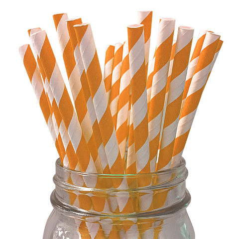 Orange Striped 25pc Paper Straws.