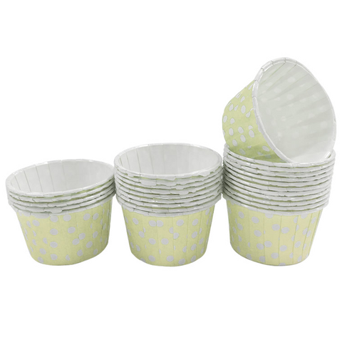 Pale Yellow with White Polka Dot 10pc Mini Paper Cups.