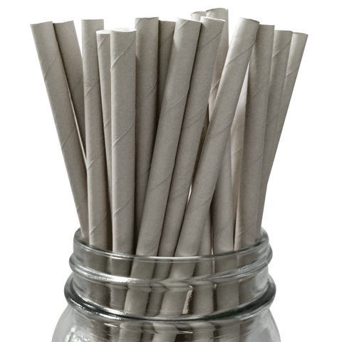 Grey Solid 25pc Paper Straws.