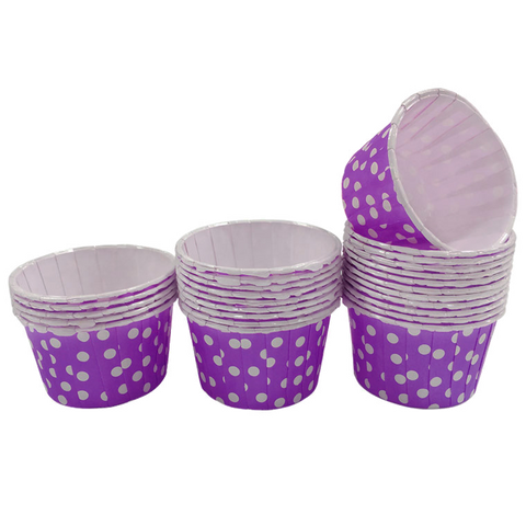 Purple with White Polka Dot 10pc Mini Paper Cups.