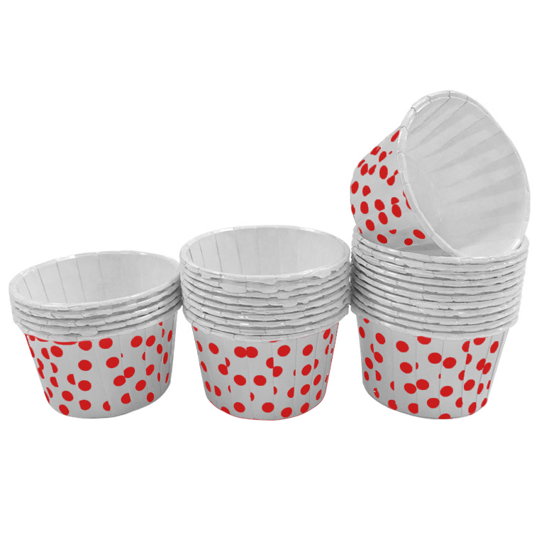 White with Red Polka Dot 10pc Mini Paper Cups